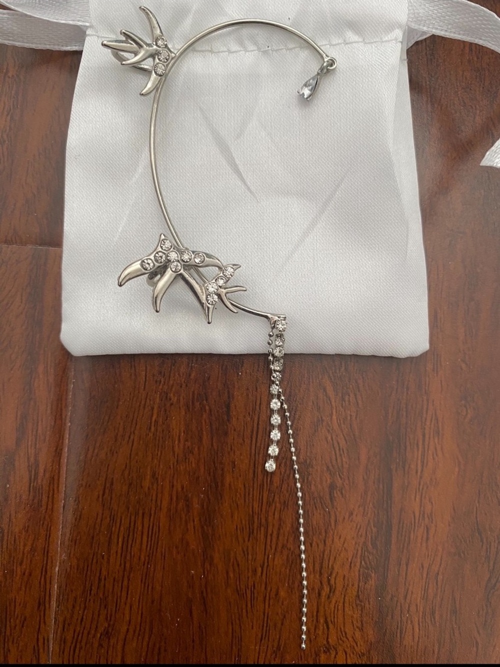 Floral Ear Cuff with Dangle